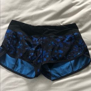 Lululemon black and blue running shorts